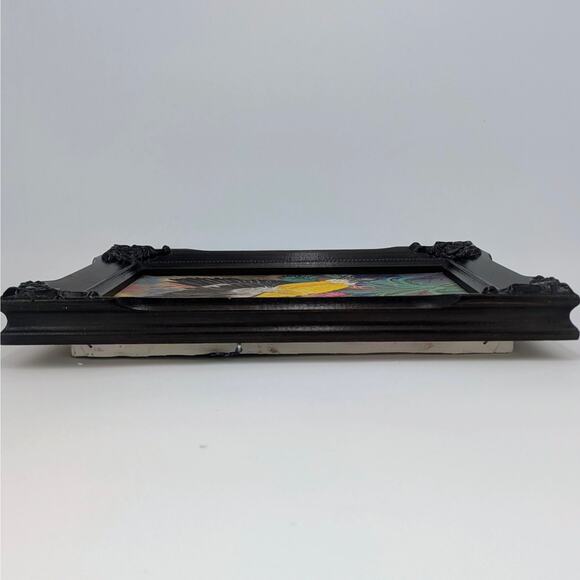 Goldfinch Bird Thistle Painting Framed Original Art 8x10 Canvas Signed Acrylic - Picture 7 of 11